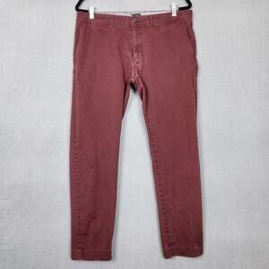 J CREW Pants Mens 34x30 Red Stretch Chino Straight Leg Casual Cotton Spandex